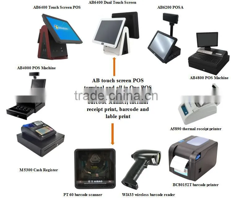 15 inches all in one touch screen pos terminal