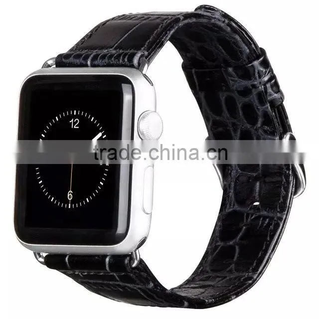 Hot Sale crocodile grain real leather watch band for Apple watch