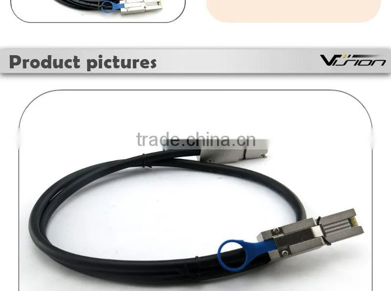 1m black 28awg Mini SAS cable SFF8088 to 8088 26pin to 26pin with OD 7.5mm