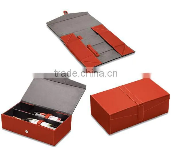 Elegant paper flip box PU wine box