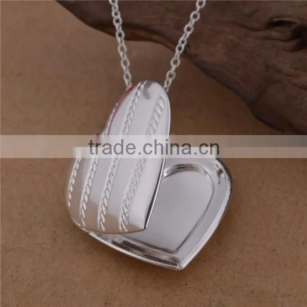 plated silver copper heart necklaces with pendant doll