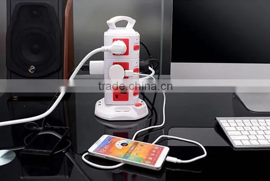 Tower Protected extension socket with Main Switch Indicator and Surge indicators, power converter, Electric Socket