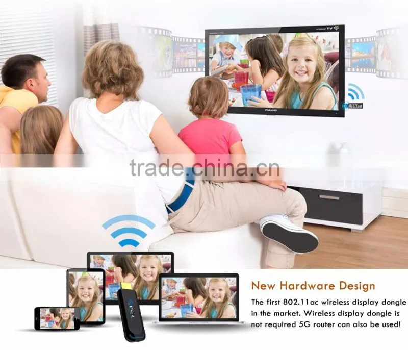Ezcast 5G dual band wifi Smart TV Stick Miracast DLNA airplay wireless display dongle with APP