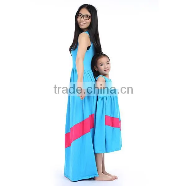 2016 kids boutique clothes cotton long designer one piece mommy and me maxi dress