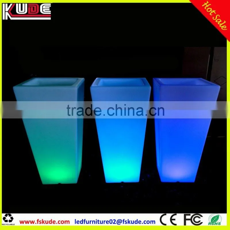 waterproof PE plastic decorative tall ladder flower pots with LED light up
