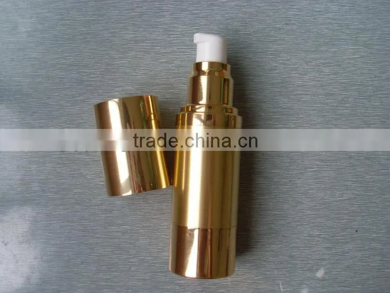 SGS certificated UV plating golden 15ml ,30ml and 50ml airless cosmetic bottle