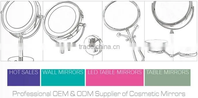 Custom modern round desktop makeup mirror