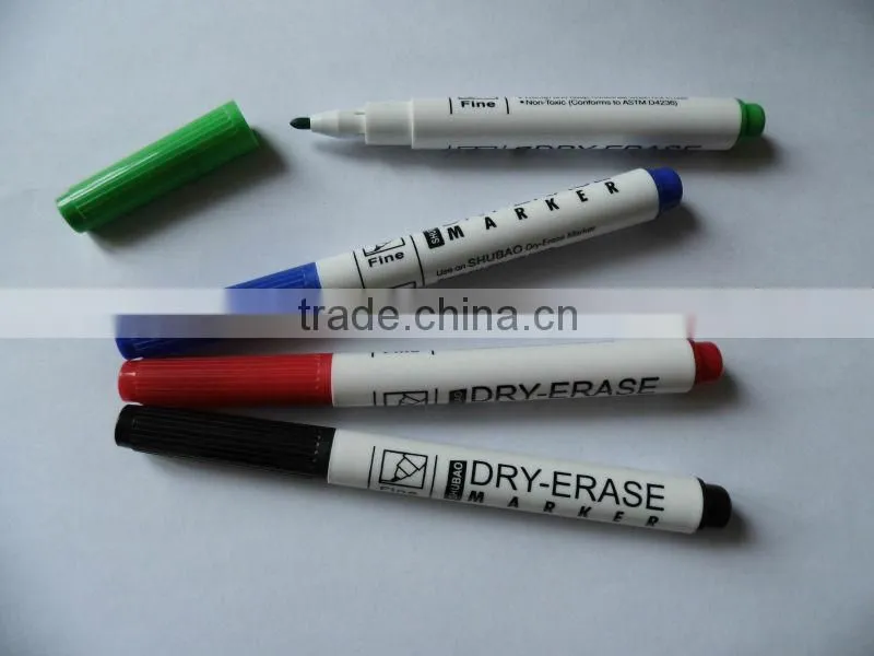 Dry erase marker marker with magnet & brush
