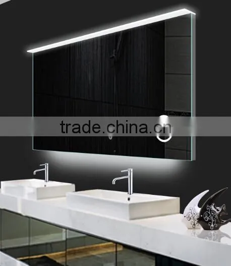 2016 New design bathroom acrylic lighted illuminated mirror with magnifier