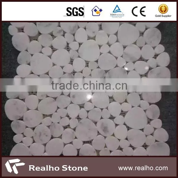 art calacatta white penny round marble mosaic tile