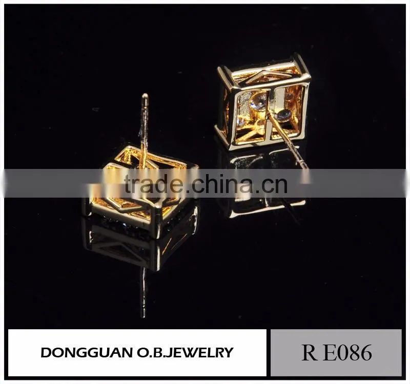 Fancy design gold earring designs, stud design gold earring models, Gold diamond earring