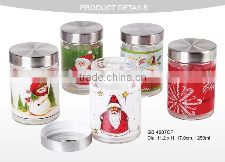 Wholesale Christmas theme glass candy jar