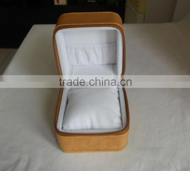 Custom make Zipper closure leather watch box
