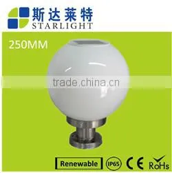 2016 white 20cm round/circle multiple-function stainless steel pedestal solar pillar light