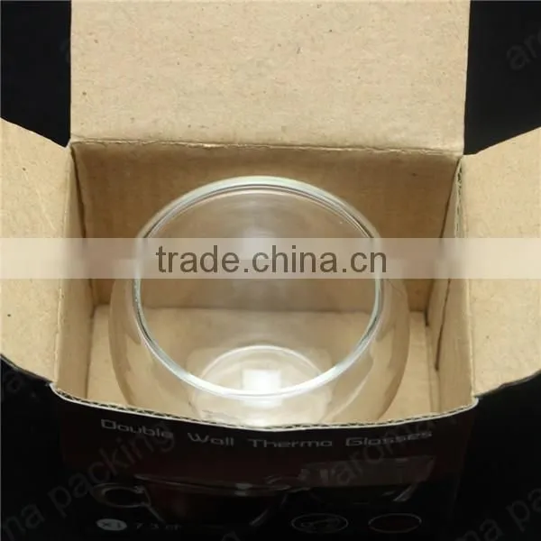 High quality double wall borosilicate glass cup with color box packing
