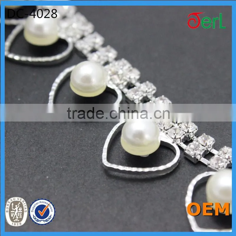 Wholesale fashion pearl jewelry chain trimming with rhinestone for ladies DC-4028