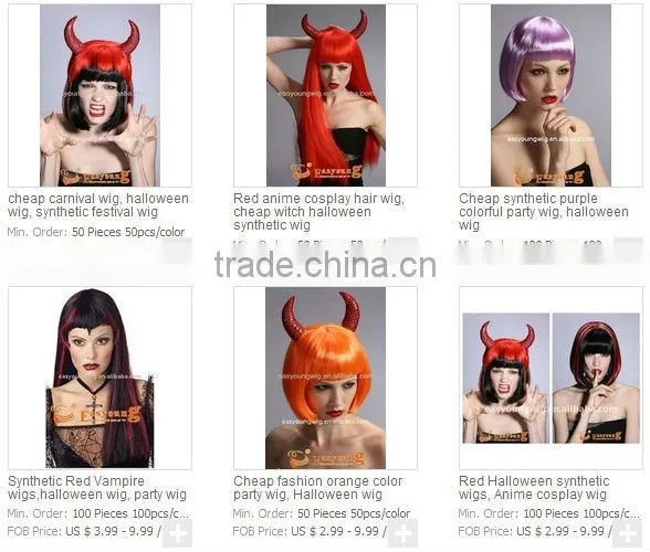 Halloween Festival wigs for Kids with Horn,yellow party wigs