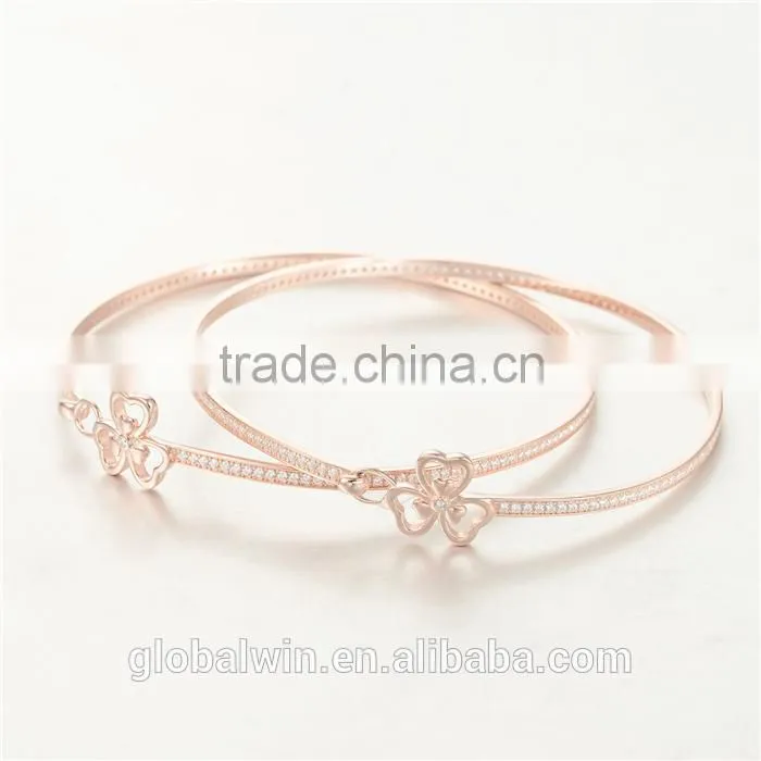 Fashion Jewelry 14K Gold Plated Anklets Bangles With Clear Cz