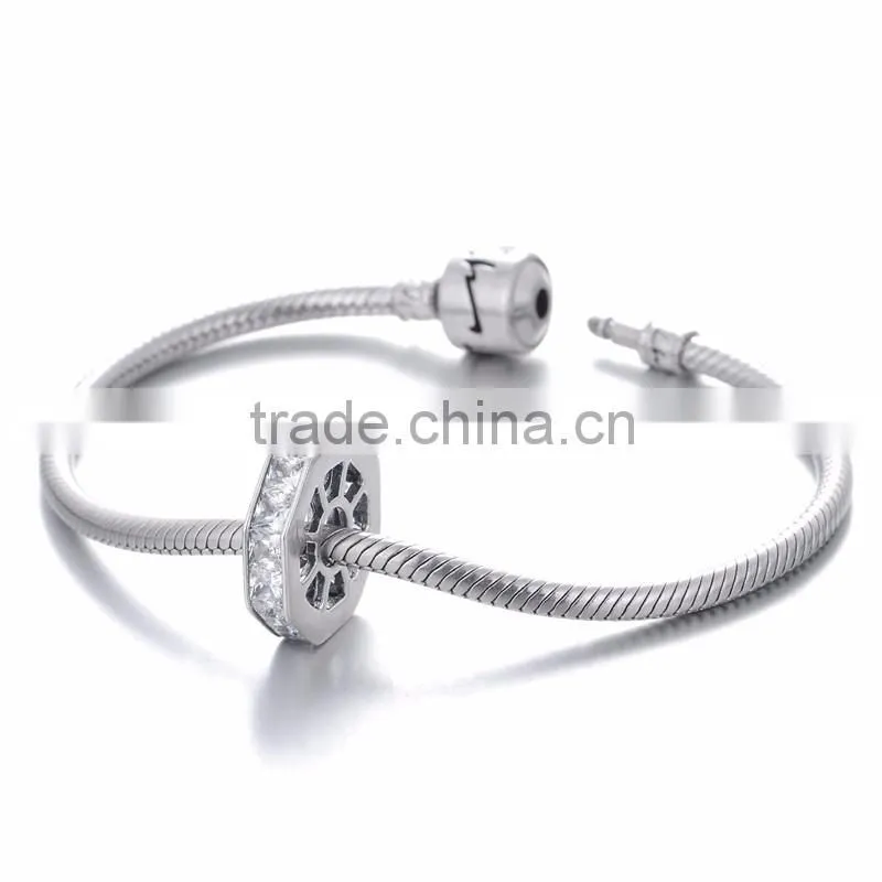 X245 Wholesale Silver Wheel Spacer Charm,925 Silver Crystal Charms Fit Bracelet