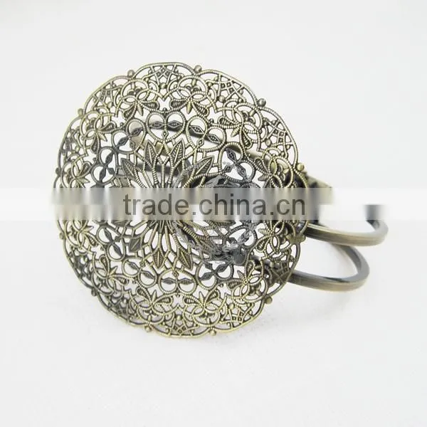 56mm setting vintage brass round flower base tray bracelet blank,antiqued bronze bracelet cuff tray 1900021