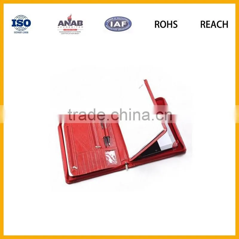 hot sales PU leather notebook folder with pen holder and padfoilo for pad
