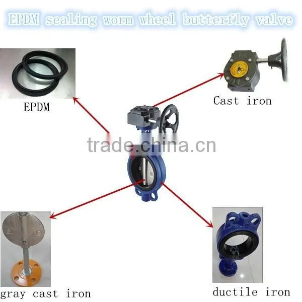 DN150 EPDM sealing worm wheel butterfly valve