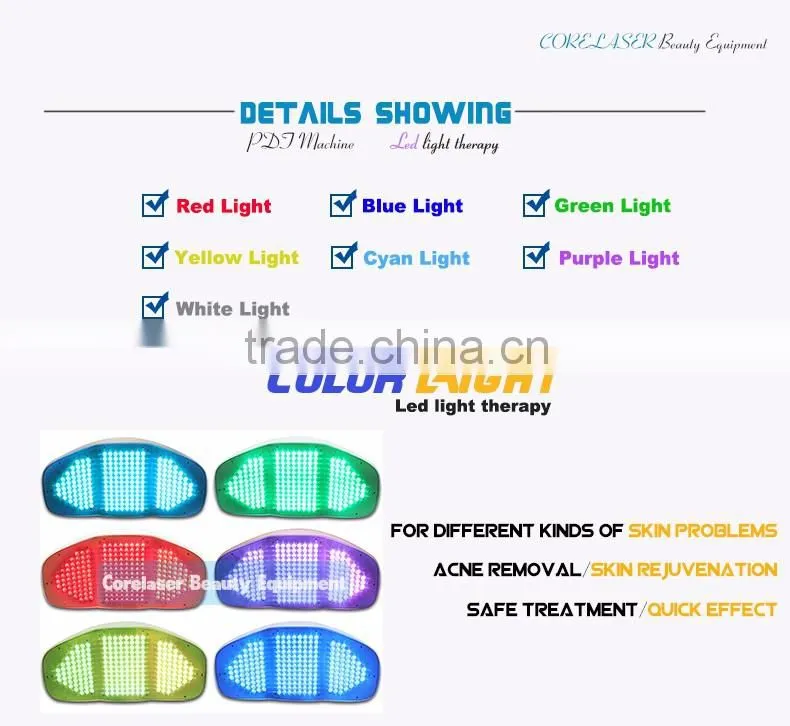 led blue light red light acne therapy machine 7 colors pdt/led light therapy lamp for facial