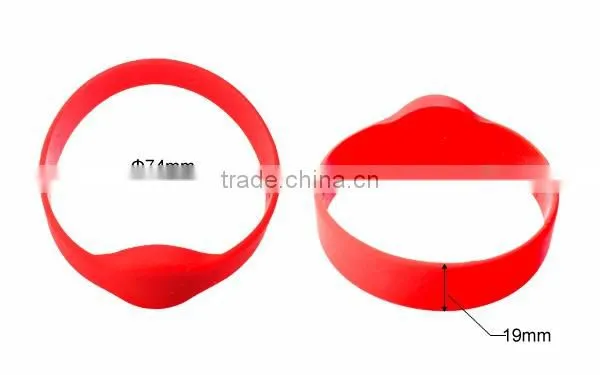 Silk-screen printing Round shaped Fudan F08 silicone rfid wristband