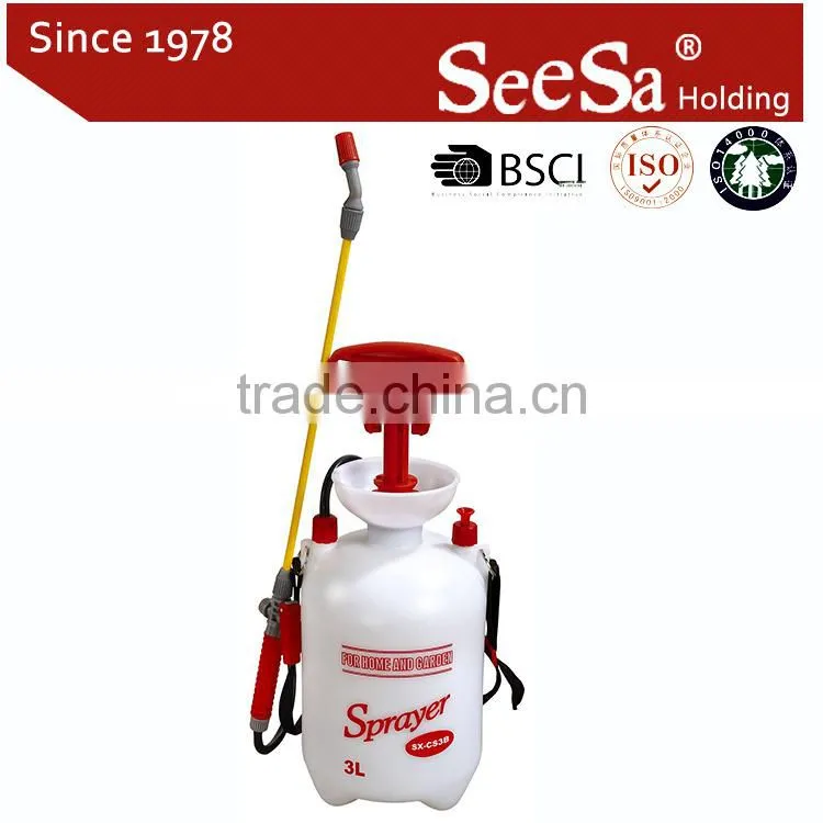 3L plastic hand pump pressure sprayer bottle for garden use