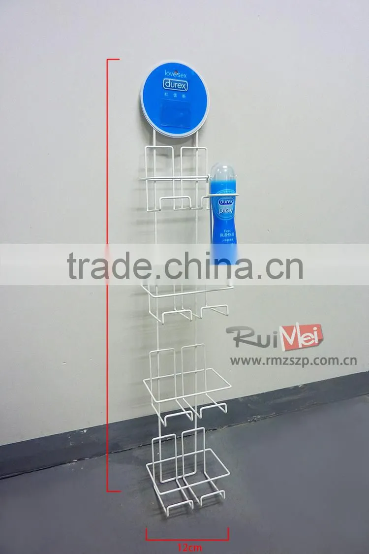 Metal cosmetic display stand, iron wall mounted condoms display shelf