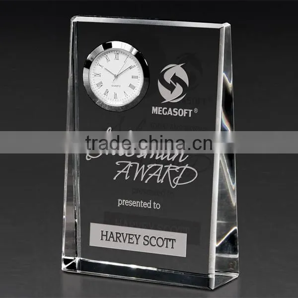 optical crystal freestanding award crystal clock