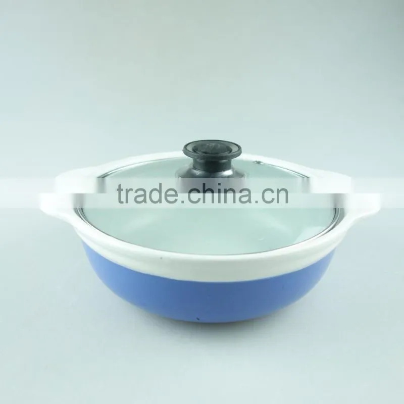 Color glazed ceramic soup tureen /cooking tureen with glass lid in stock