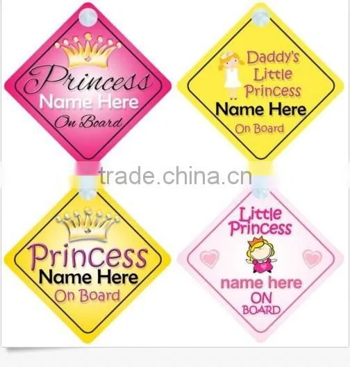 Princess on Board Personalised Girl BabyChild Car Sign - Choice of designs!