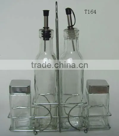 mini glass spice container set with frame