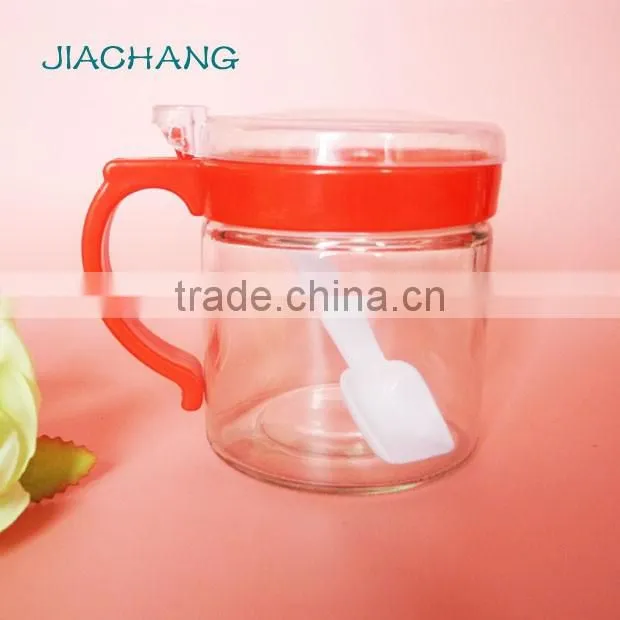 cooking tools handle glass salt dispenser jar with spoon