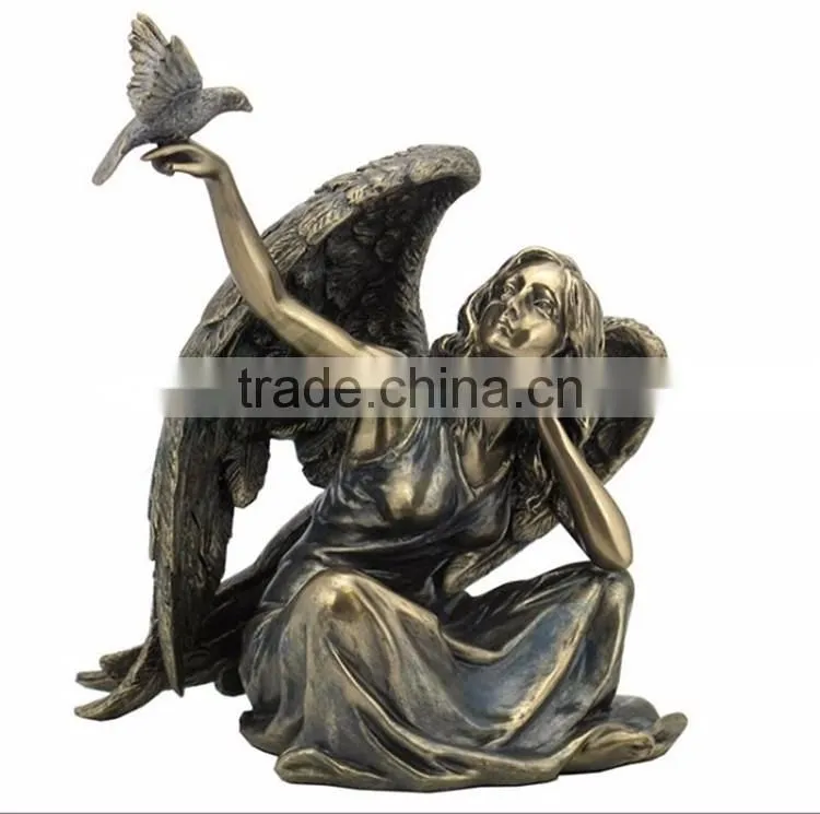 Custom new design art decor angel with dove statue