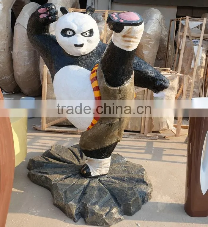 Outdoor fiberglass strong panda mascot figure