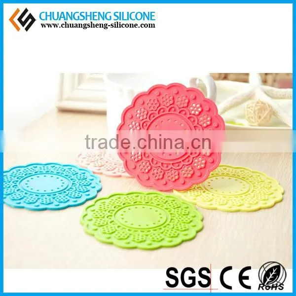 Silicone anti-hot cup mat, tea glass pad, table decorate cup pad