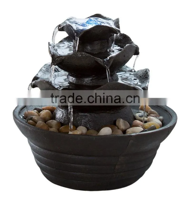Three Tier Cascading Tabletop Fountain with LED Lights