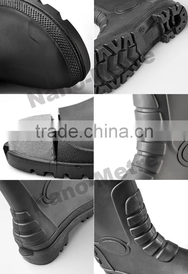 NMSAFETY black safety rain boots/high cut pvc rain boots/cheap pvc garden rain boots