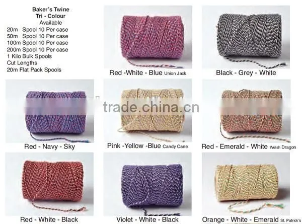 Quality violet white and black tri coloured original cotton bakers twine