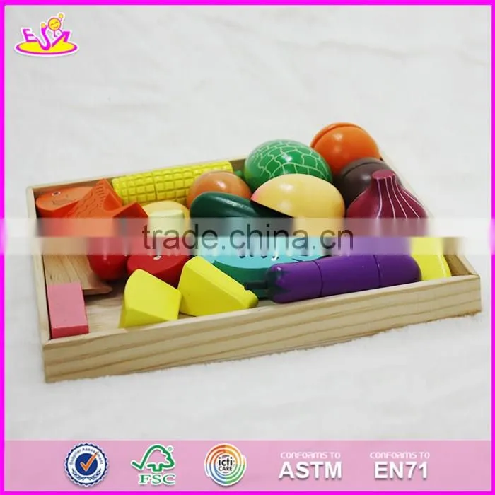 2017 New design children pretend play cutting wooden toy food W10B173