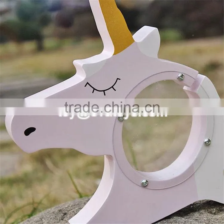 New design lovely wooden unicorn piggy bank for kids W02A257