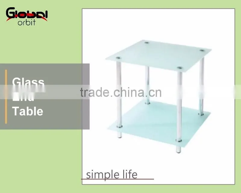 Durable Tempered Glass With Meatl Legs Square Glass Coffee End Table