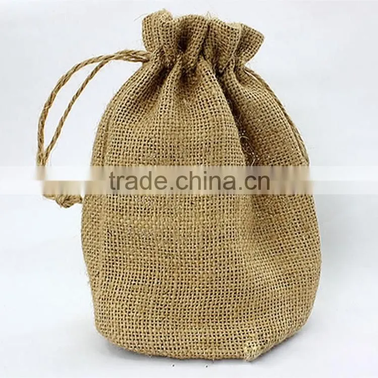 Clear jute bag with window/small jute wine bag with cotton material handle