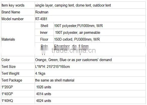 4 Person Fibreglass Poles Fishing Camping Tent