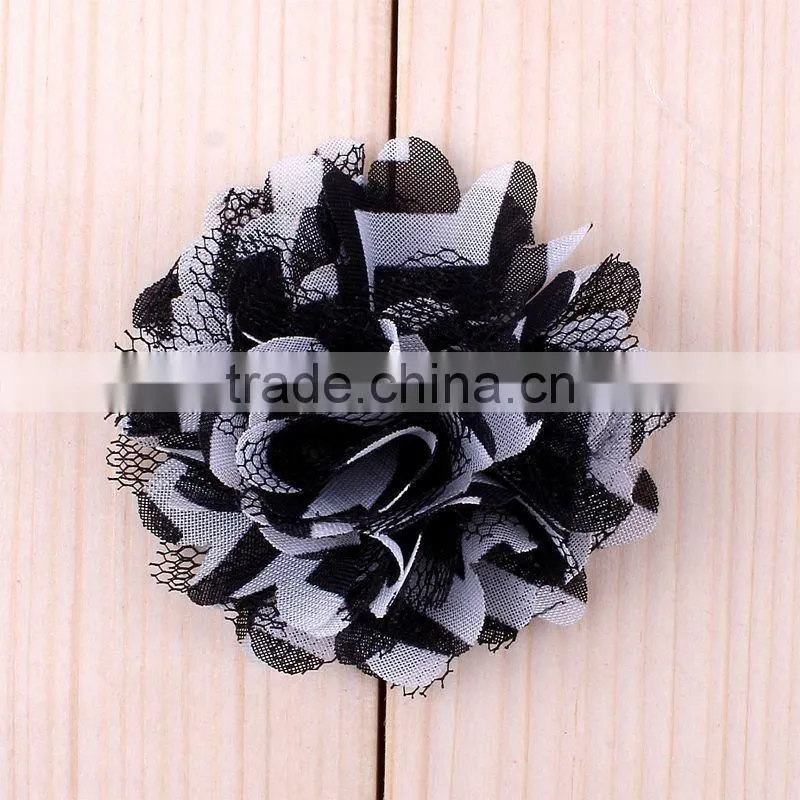 fabric and mesh flower clip for kids hair accessories
