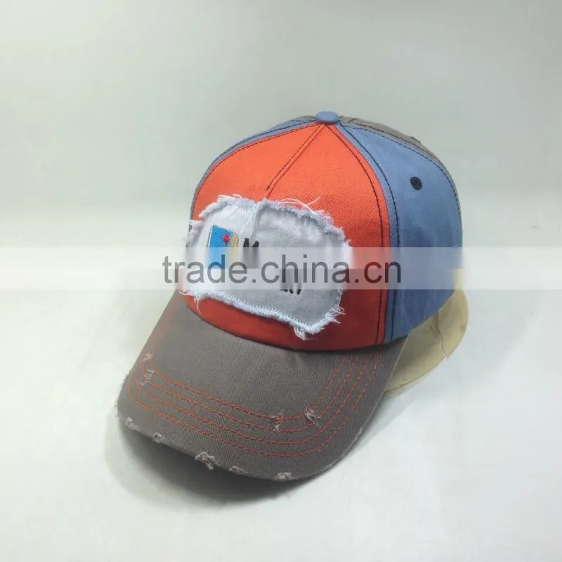 Flat Embroidery Patch Sport Cap Washed Distressed Hats
