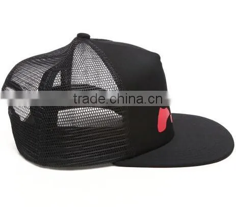 Blank mesh trucker hat with screen printing wholesale cheap flat brim custom mesh trucker caps