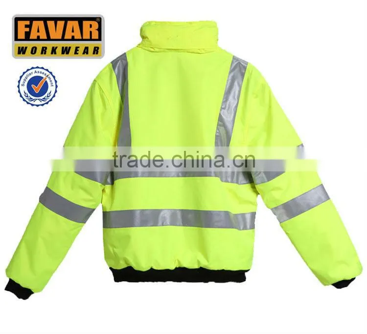 fluorescent green and white color winter jacket with hoody